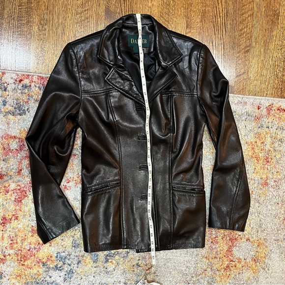 Women's Danier Black Leather Classic Blazer Style Jacket Size - Picture 9 of 11